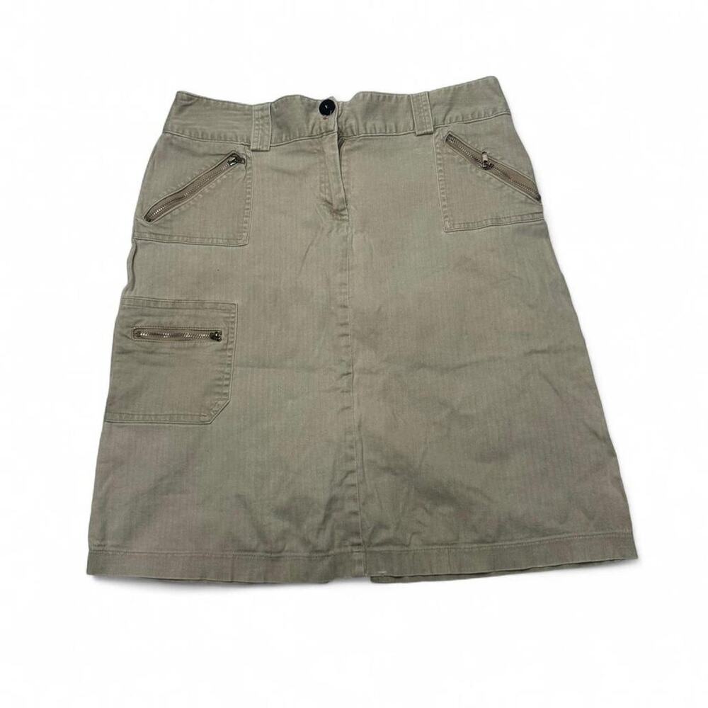 Exact Change Y2K 2000s Khaki Zipper Detailed Skirt Belt Loops Utility Girl core